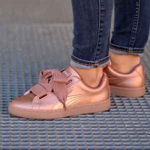 puma basket heart copper rose